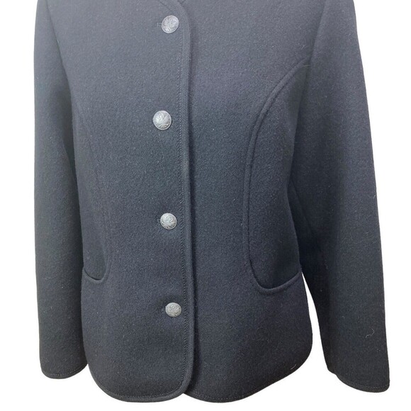 Womens Tirol Austria Jacket Trachten Loden Walk  100% Wool Black‎ Linded Size L - Picture 5 of 11